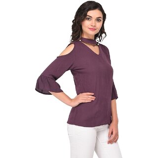 Chic Women Purys Women Purple Solid Regular Top 2025 at ShopCircuit | ONDC