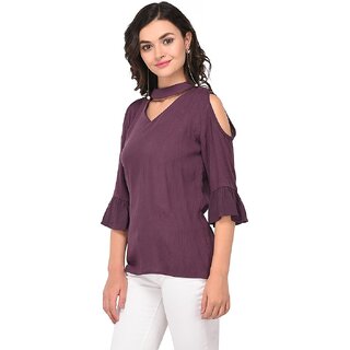 Chic Women Purys Women Purple Solid Regular Top 2025 at ShopCircuit | ONDC