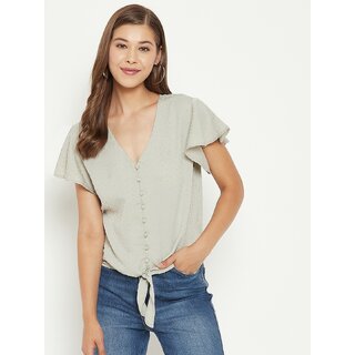 Stylish Women PURYS Women Grey Striped Regular Top 2025 at ShopCircuit | ONDC