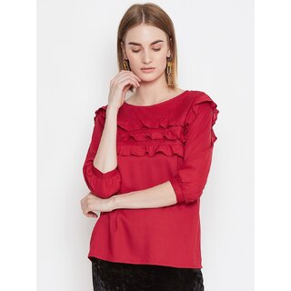 Best Women Purys Women Maroon Solid Regular Top 2025 at ShopCircuit | ONDC