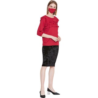 Best Women Purys Women Maroon Solid Regular Top 2025 at ShopCircuit | ONDC