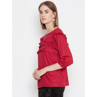 Best Women Purys Women Maroon Solid Regular Top 2025 at ShopCircuit | ONDC
