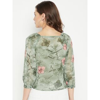 Latest Women PURYS Women Green Printed Basic Top 2025 at ShopCircuit | ONDC