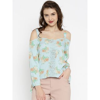 Affordable Women Purys Women Blue Printed Regular Top 2025 at ShopCircuit | ONDC