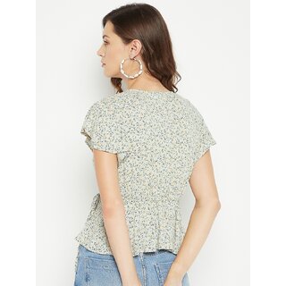 Sophisticated Women PURYS Women Green Printed Wrap Top 2025 at ShopCircuit | ONDC