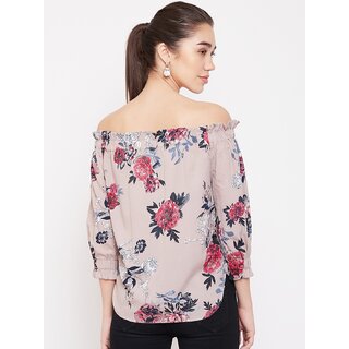 Stylish Women Purys Women Brown Floral Off Shoulder Top 2025 at ShopCircuit | ONDC