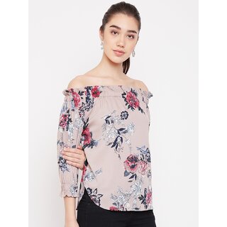 Stylish Women Purys Women Brown Floral Off Shoulder Top 2025 at ShopCircuit | ONDC