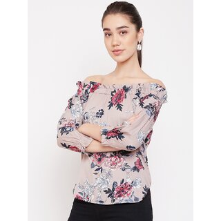Stylish Women Purys Women Brown Floral Off Shoulder Top 2025 at ShopCircuit | ONDC