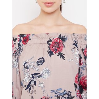 Stylish Women Purys Women Brown Floral Off Shoulder Top 2025 at ShopCircuit | ONDC