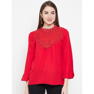 New Women Purys Women Red Solid Regular Top 2025 at ShopCircuit | ONDC