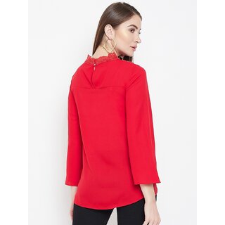 New Women Purys Women Red Solid Regular Top 2025 at ShopCircuit | ONDC