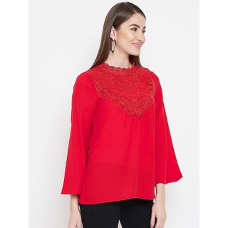 New Women Purys Women Red Solid Regular Top 2025 at ShopCircuit | ONDC