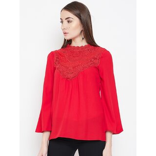 New Women Purys Women Red Solid Regular Top 2025 at ShopCircuit | ONDC