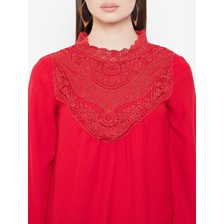New Women Purys Women Red Solid Regular Top 2025 at ShopCircuit | ONDC