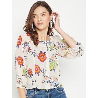 Exclusive Women PURYS Women White Printed Basic Top 2025 at ShopCircuit | ONDC