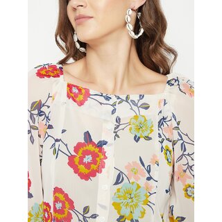 Exclusive Women PURYS Women White Printed Basic Top 2025 at ShopCircuit | ONDC