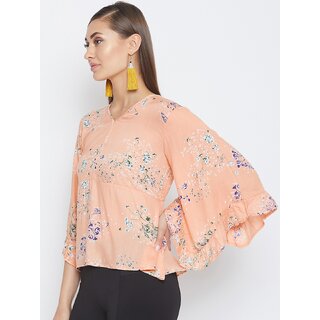 Affordable Women Purys Women Orange Floral Regular Top 2025 at ShopCircuit | ONDC