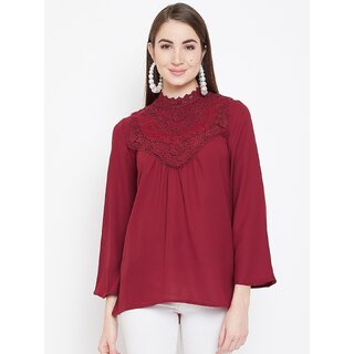 Best Women Purys Women Maroon Solid Regular Top 2025 at ShopCircuit | ONDC