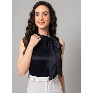 Exclusive Women PURYS Women Dark Blue Solid Regular Top 2025 at ShopCircuit | ONDC