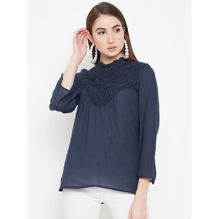 Premium Women Purys Women Blue Solid Regular Top 2025 at ShopCircuit | ONDC