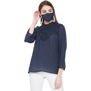 Premium Women Purys Women Blue Solid Regular Top 2025 at ShopCircuit | ONDC