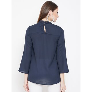 Premium Women Purys Women Blue Solid Regular Top 2025 at ShopCircuit | ONDC