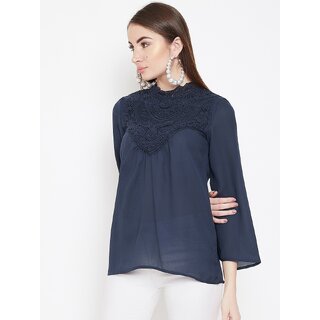 Premium Women Purys Women Blue Solid Regular Top 2025 at ShopCircuit | ONDC