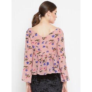 Affordable Women Purys Women Pink Printed Peplum Top 2025 at ShopCircuit | ONDC