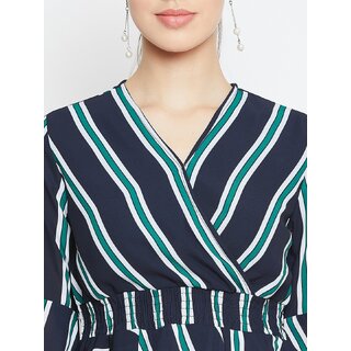 Modern Women Purys Women Black Striped Regular Fit Casual Top with Short Sleeves 2025 at ShopCir