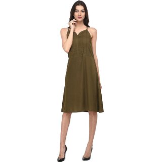 Modern Women Purys Women Dark Green A Line Dress 2025 at ShopCircuit | ONDC