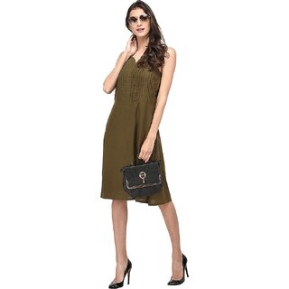 Modern Women Purys Women Dark Green A Line Dress 2025 at ShopCircuit | ONDC