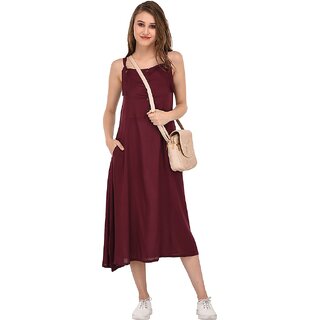 Latest Women Purys Women Maroon A Line Dress 2025 at ShopCircuit | ONDC