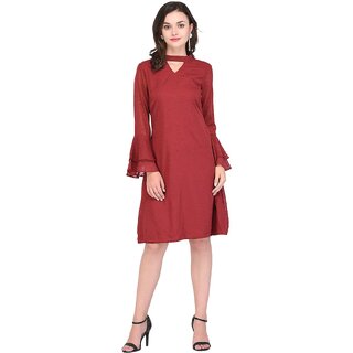 Affordable Women Purys Women Maroon A Line Dress 2025 at ShopCircuit | ONDC