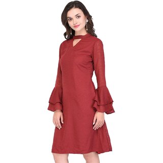 Affordable Women Purys Women Maroon A Line Dress 2025 at ShopCircuit | ONDC