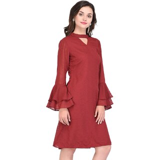 Affordable Women Purys Women Maroon A Line Dress 2025 at ShopCircuit | ONDC