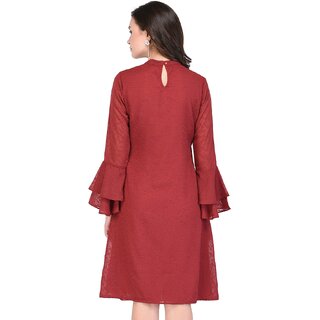Affordable Women Purys Women Maroon A Line Dress 2025 at ShopCircuit | ONDC