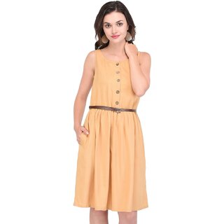 Latest Women Purys Women Yellow Fit & Flare Dress 2025 at ShopCircuit | ONDC