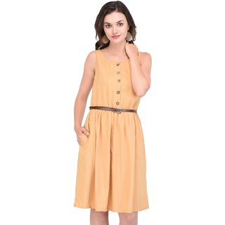 Latest Women Purys Women Yellow Fit & Flare Dress 2025 at ShopCircuit | ONDC