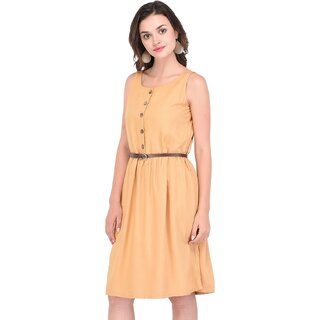 Latest Women Purys Women Yellow Fit & Flare Dress 2025 at ShopCircuit | ONDC