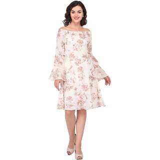 Elegant Women Purys Women White Fit & Flare Dress 2025 at ShopCircuit | ONDC