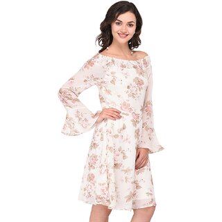 Elegant Women Purys Women White Fit & Flare Dress 2025 at ShopCircuit | ONDC