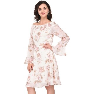 Elegant Women Purys Women White Fit & Flare Dress 2025 at ShopCircuit | ONDC