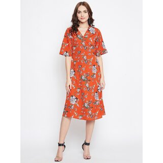 Sophisticated Women Purys Women Orange Wrap Dress 2025 at ShopCircuit | ONDC