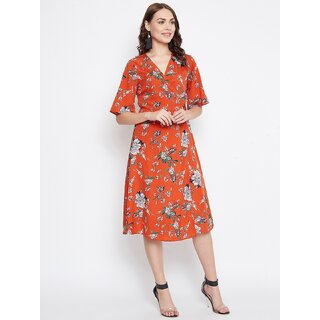 Sophisticated Women Purys Women Orange Wrap Dress 2025 at ShopCircuit | ONDC