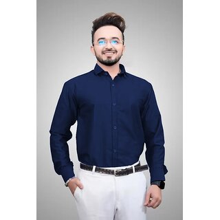 Latest Men Baleshwar Men Dark Blue Solid Regular Fit Formal Shirt 2025 at ShopCircuit | ONDC