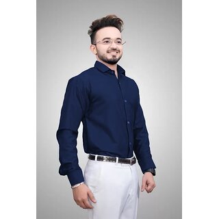 Latest Men Baleshwar Men Dark Blue Solid Regular Fit Formal Shirt 2025 at ShopCircuit | ONDC