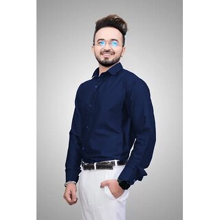 Latest Men Baleshwar Men Dark Blue Solid Regular Fit Formal Shirt 2025 at ShopCircuit | ONDC