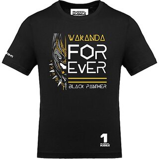 FastB Men Typography Round Neck Black T-Shirt