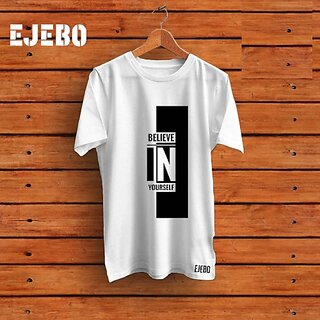 Latest Men Typography Men White Round Neck Polyester Casual T-Shirt 2025 at ShopCircuit | ONDC