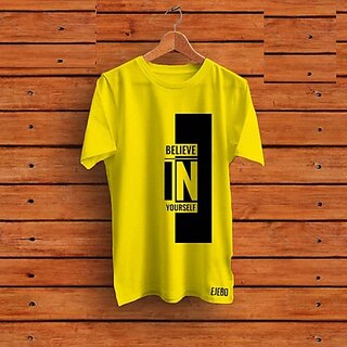 Exclusive Men Typography Men Yellow Round Neck Polyester Casual T-Shirt 2025 at ShopCircuit | ON